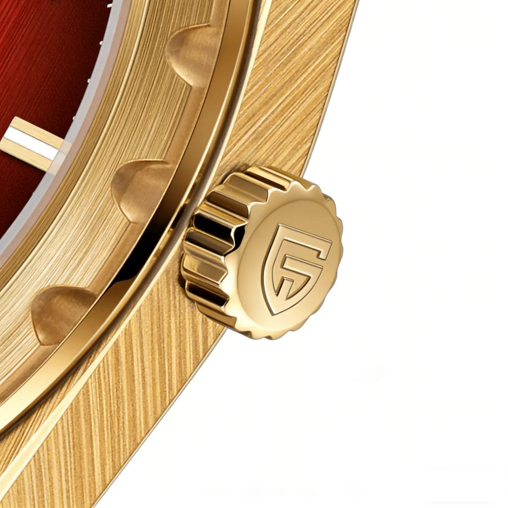 Relógio de luxo para homem PAGANI DESIGN – Edição limitada, vidro de safira, mostrador vermelho, aço inoxidável, estanque – PDYS020