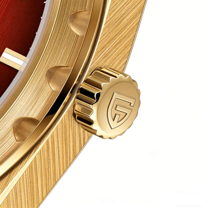 Relógio de luxo para homem PAGANI DESIGN – Edição limitada, vidro de safira, mostrador vermelho, aço inoxidável, estanque – PDYS020