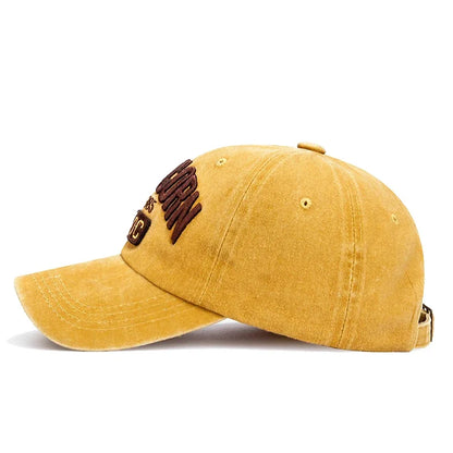 New Unisex Washed Distressed 'CAPRICORN' Alphabet 3D Embroidery Soft Top Baseball Cap Fashion Men Women Outdoor Casual Sport Cap