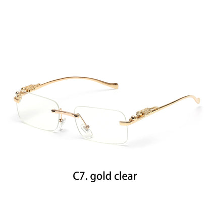 Ruiao rimless sunglasses UV400 fashion square metal glasses for men women designer man's brand sun glasses shades for outdoor