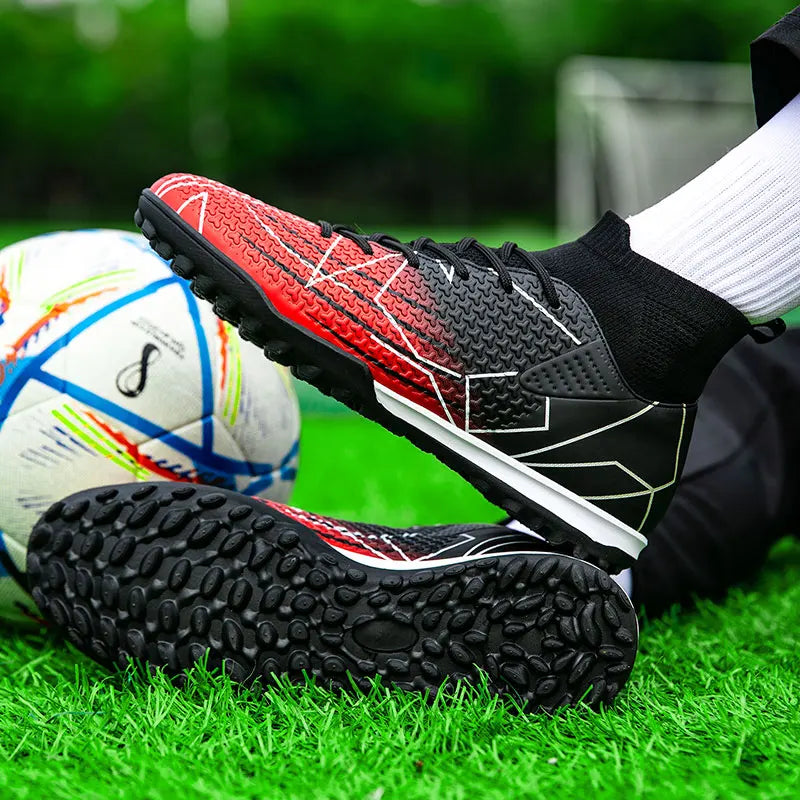 Nouvelles chaussures de Football professionnelles haut en cuir d'herbe artificielle jeunes étudiants chaussures de Football d'entraînement pour hommes et femmes sport