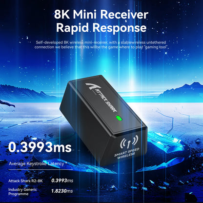 Bezprzewodowa mysz gamingowa Attack Shark R2 PAW3950 8K ze stopu magnezu, lekka mysz gamingowa Bluetooth Tri-Mode do gier/biura
