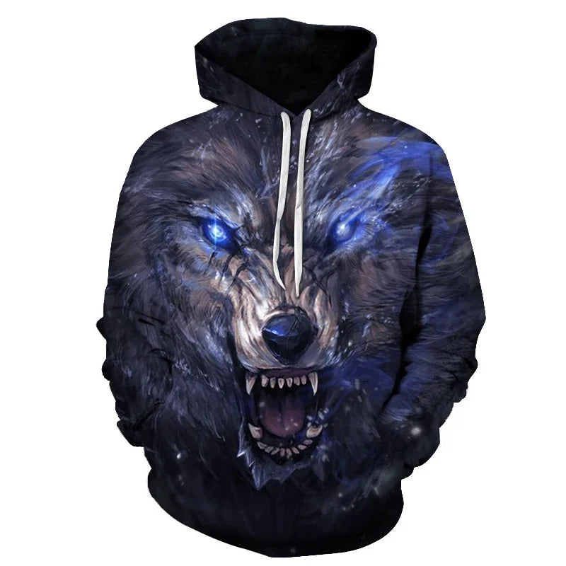Animal Wolf – bluzy z kapturem drukowane w 3D dla mężczyzn i kobiet, modne, codzienne, oversize, swetry typu pullover, styl hip-hopowy, Harajuku, odzież uliczna