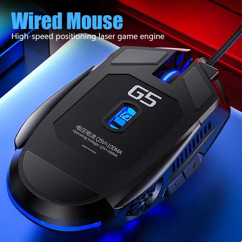 G5 Wired Gaming Mouse with RGB Backlight, High Sensitivity 6-Button Programmable Gaming Mouse for PC, Laptop & Computer