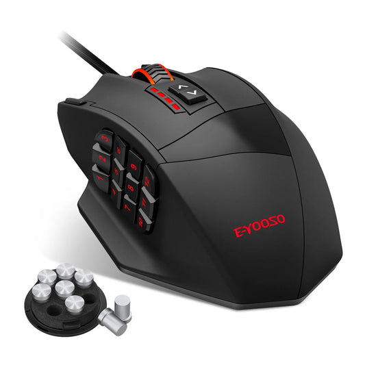 E-YOOSO X-39 programmerbar gamingmus, kablet RGB-mus med 18 knapper, 8 aftagelige vægte, 5 DPI, ergonomisk greb til computer
