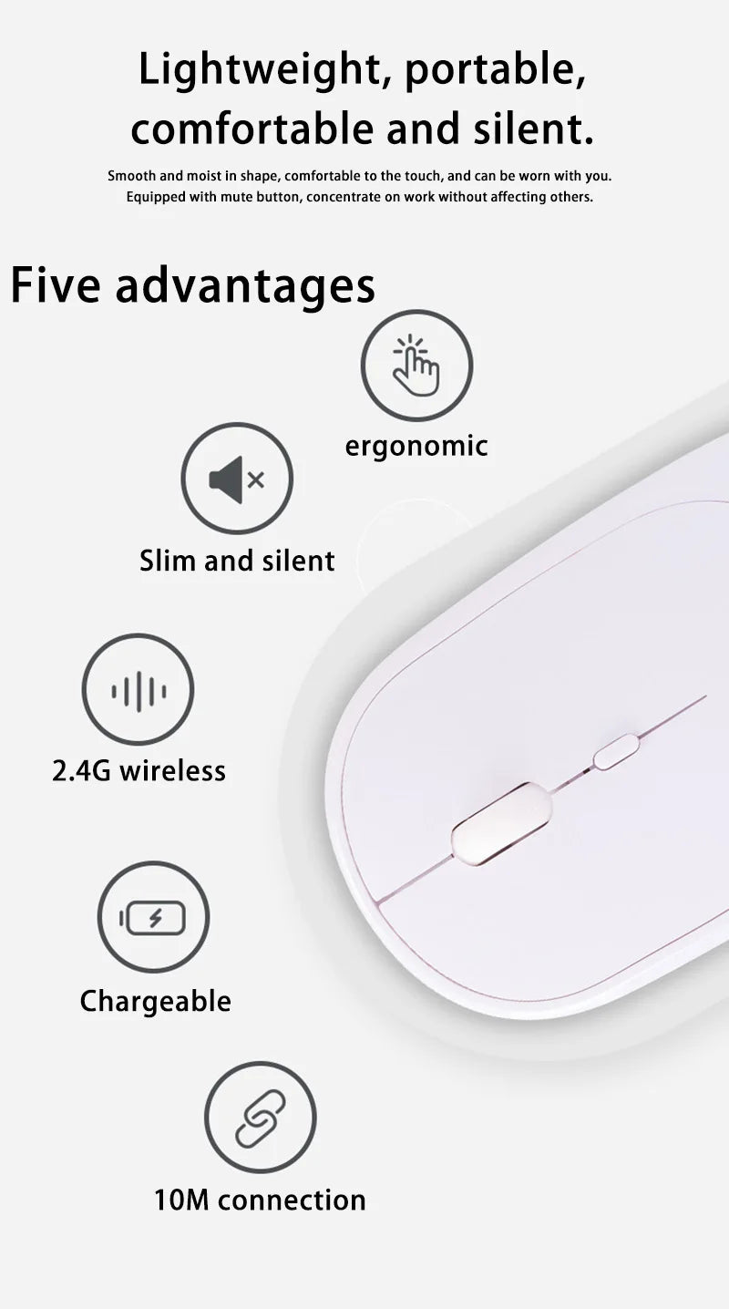 Lenovo bežični miš USB punjivi ergonomski podesivi DPI uredski tihi 2.4G Bluetooth optički električni miševi za gaming i ured
