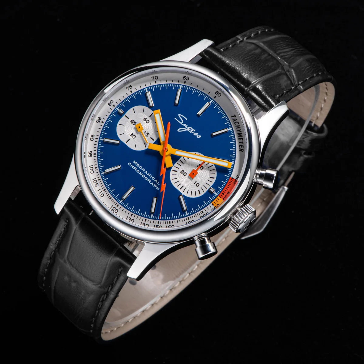 Sugess ST1901 Man Watch Mechanical Chronograph Origin Movement Swanneck Wristwatch Official Pilot Sappire Crystal Military Limit