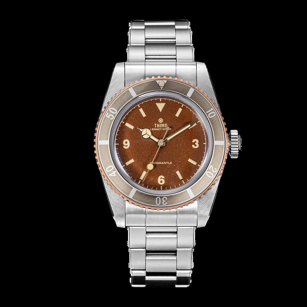 Thorn T028 Bronze Dive Watch PT5000 Automatic Movement Mechanical Watches Aluminum Bezel Sapphire 37mm Men Wristwatch