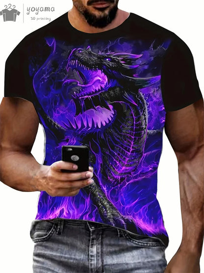 Kleding met drakenprint voor heren, grappige zomerkleding voor heren, T-shirts voor heren met korte mouwen, T-shirts met drakenafbeelding, gepersonaliseerde T-shirts