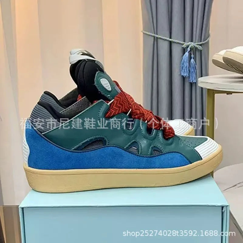 Zapatillas tipo skate de tacón alto cómodas, con suela gruesa, estilo casual deportivo dad shoes, estilo bolso, vietnamita y camboyano, nuevo diseño con nudo, sin cordones