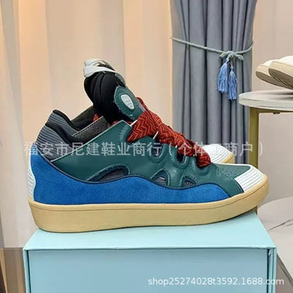 Zapatillas tipo skate de tacón alto cómodas, con suela gruesa, estilo casual deportivo dad shoes, estilo bolso, vietnamita y camboyano, nuevo diseño con nudo, sin cordones