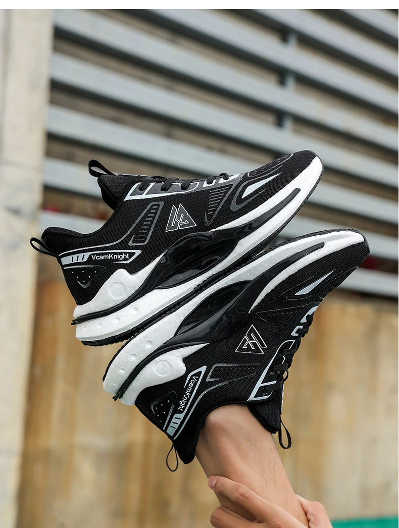 Chaussures de course légères et respirantes pour hommes, baskets à absorption des chocs Popcorn, chaussures de sport d'extérieur flexibles et antidérapantes, été automne