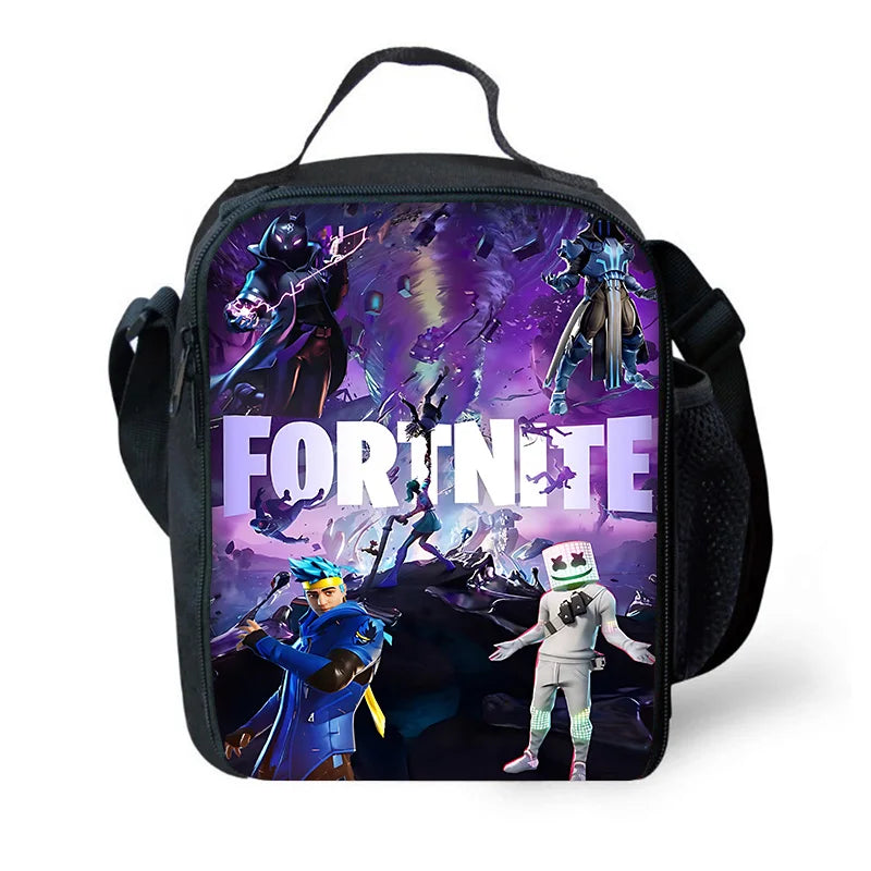 Mochila Escolar Infantil Hot Game com Lancheiras, Design-F-FortniteS, Estojos para Lápis, Mochilas Escolares para Rapazes e Raparigas, Melhor Presente