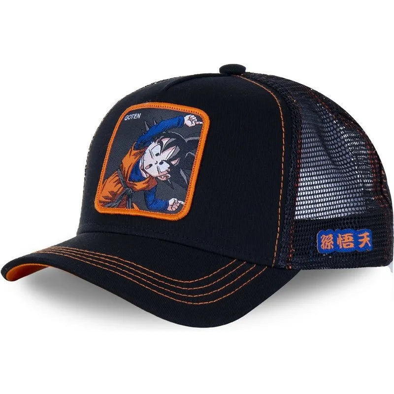 Czapka z motywem Dragon Ball Son Goku – letnia czapka podróżna z daszkiem, męska czapka z haftem w stylu hip-hopowym, z daszkiem przeciwsłonecznym, regulowana czapka typu trucker z siateczką