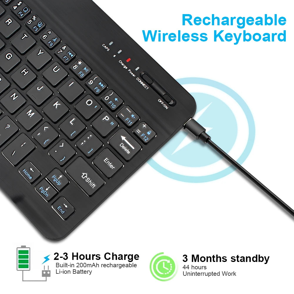 Mini tastiera Bluetooth RGB, tastiera wireless da 10 inch retroilluminata con touchpad, per iOS, Android, Windows e iPad