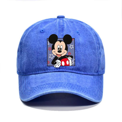 Retro Washed Mickey Mouse Print Baseball Cap Men Women Vintage Kpop Snapback Cap Adjustable Breathable Trucker Hat Sunscreen Hat