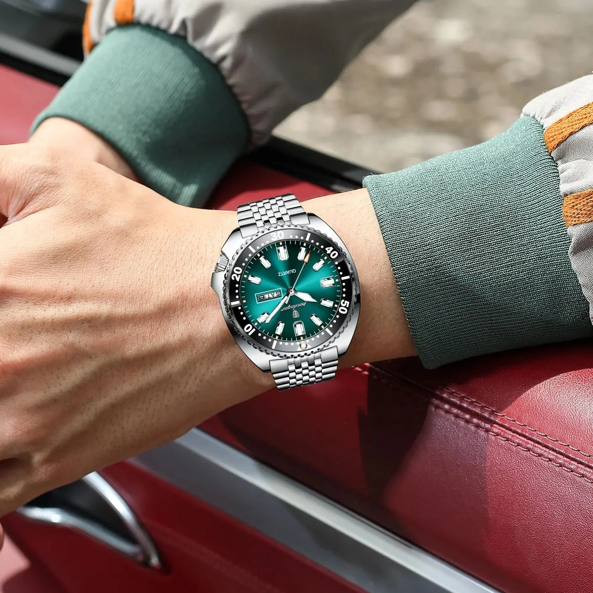 Relógio de luxo para homem POEDAGAR, estilo empresarial, com data e dia da semana, estanque e luminoso, em aço inoxidável e com movimento de quartzo.