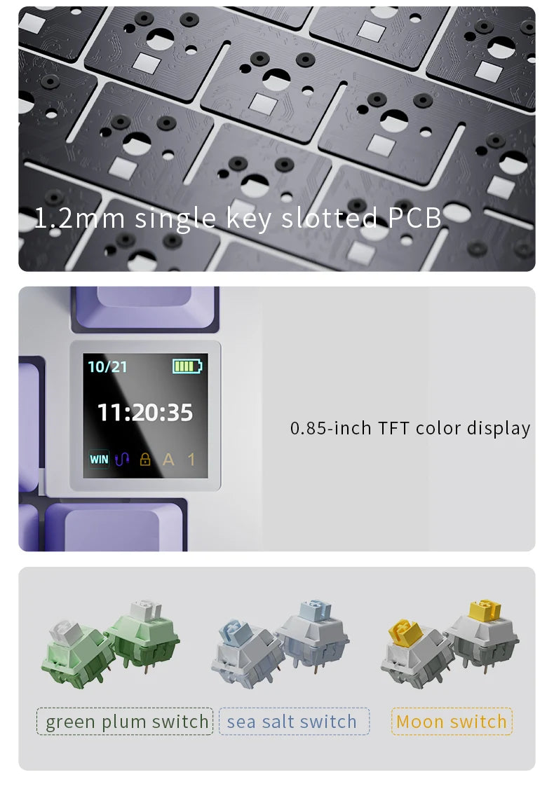 Teclado mecánico gaming AJAZZ AK820 Pro con cable e inalámbrico, switches intercambiables en caliente, retroiluminación RGB trimodo, diseño compacto 70%, PC/Mac