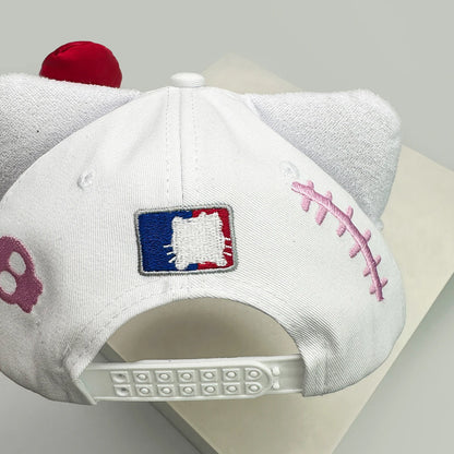 Breathable Cute Sunshade Flat Eave Peaked Caps Versatile ins Fashion Niche New Unisex Funny Kitty Embroidery Bow Baseball Hats