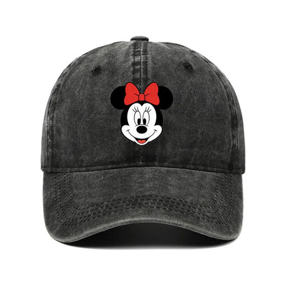 Retro Washed Mickey Mouse Print Baseball Cap Men Women Vintage Kpop Snapback Cap Adjustable Breathable Trucker Hat Sunscreen Hat