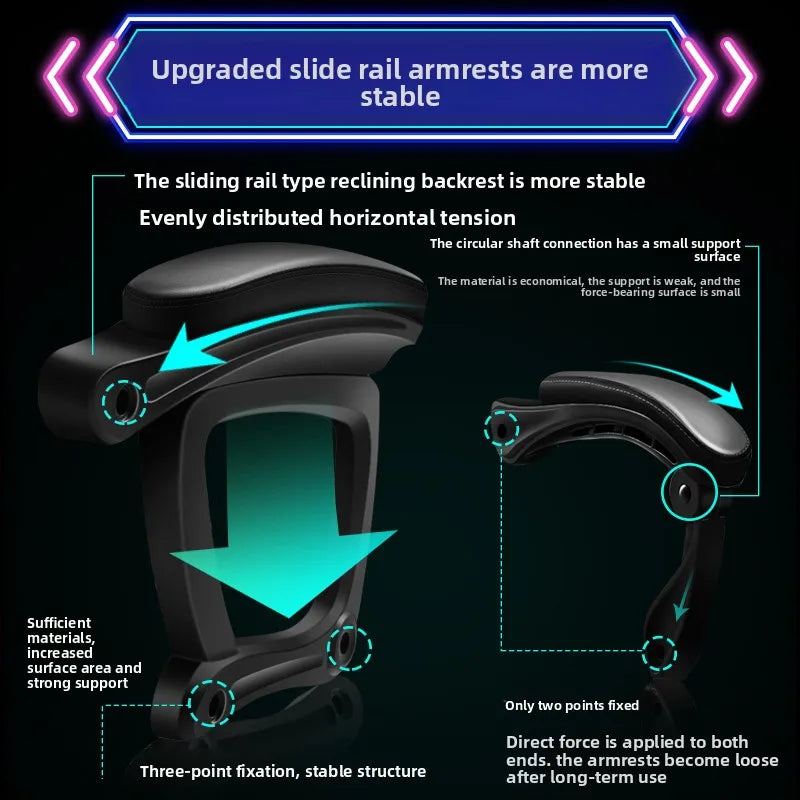 Comfortabele gamingstoel voor zittend gebruik, ergonomische gamestoel met verstelbare rugleuning, massagefunctie en draaibare zitting