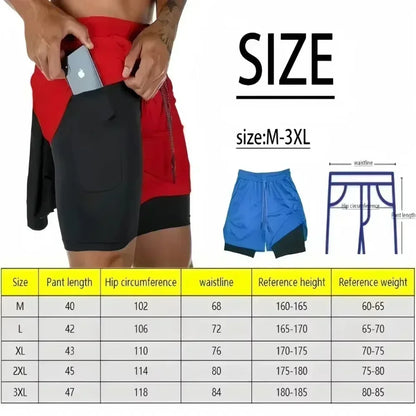  Dragon Ball Men's Double-layer Shorts Son Goku Summer Japanese Anime Fake Two-piece Sports Fitness Quick-drying Shorts