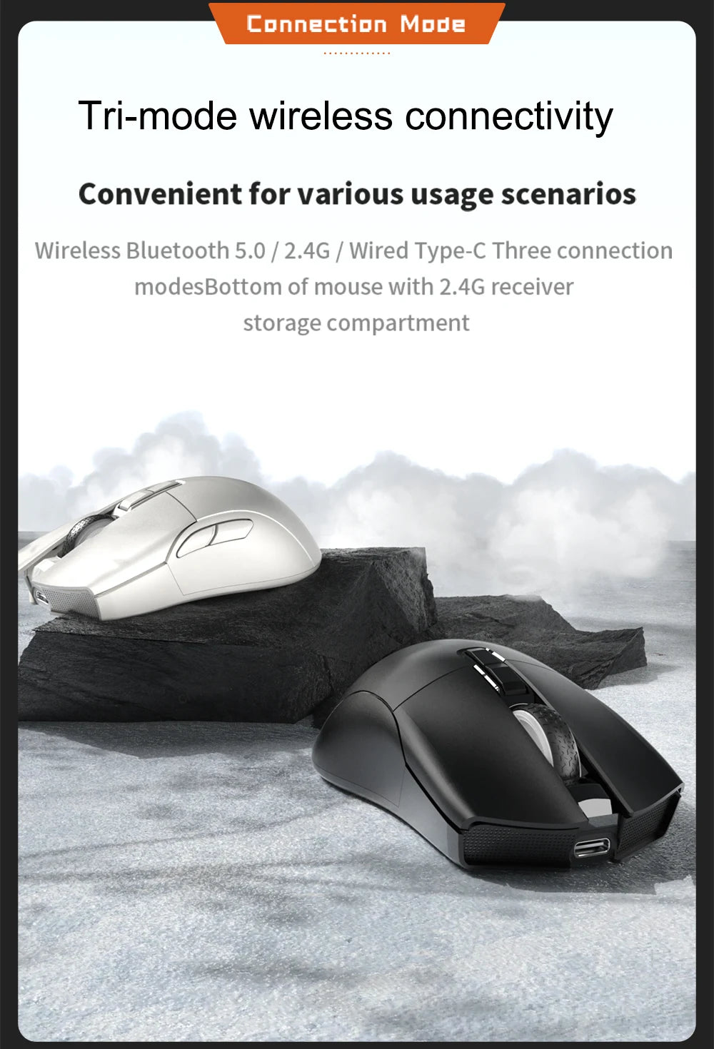 Motospeed Darmoshark N3 Pro Bluetooth vezeték nélküli gamer egér, dupla 8K, hárommódú, újratölthető, PAW3395, 64g, ergonomikus gamer egér