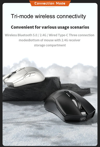 Motospeed Darmoshark N3 Pro Bluetooth vezeték nélküli gamer egér, dupla 8K, hárommódú, újratölthető, PAW3395, 64g, ergonomikus gamer egér