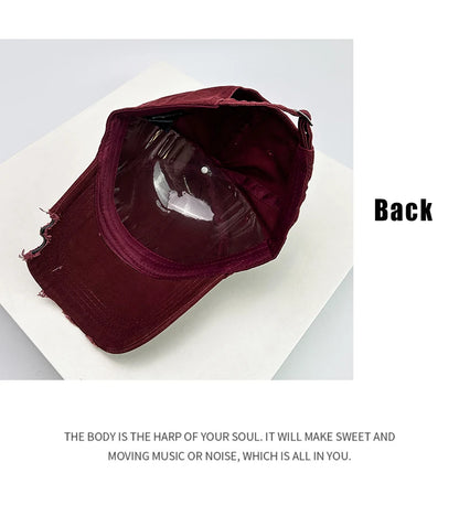New Unisex Notch Solid Personal Baseball Hats Breathable Broken Style Sunshade Casual Peaked Caps Versatile Distress Fashion ins