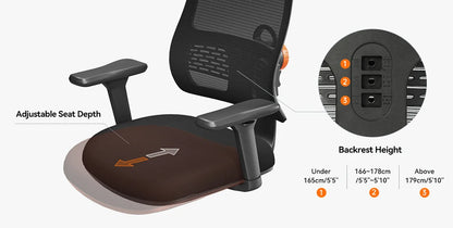 NEWTRAL MAGICH003 Ergonomic Office Chair with Adaptive Lumbar Support, Adjustable Headrest, 3D Armrests, Reclining Executive Desk Chair