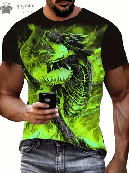 Kleding met drakenprint voor heren, grappige zomerkleding voor heren, T-shirts voor heren met korte mouwen, T-shirts met drakenafbeelding, gepersonaliseerde T-shirts