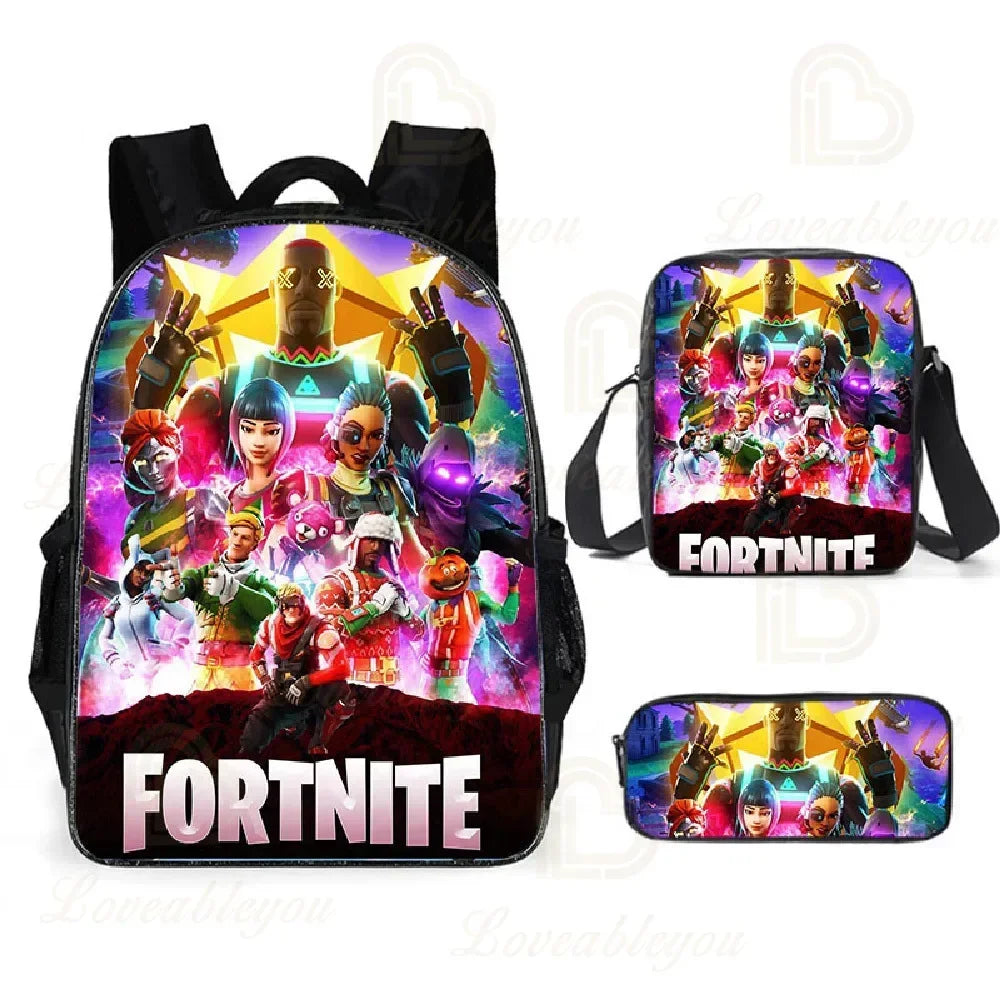 F-FORTNITE Battle Games Backpack for Children School Bag Boys Girls Primary Crossbody Pencil Case Kids Toddler Backpack