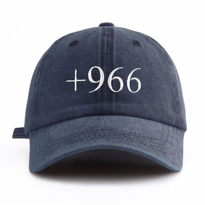 1pc +966 Embroidery Washed Baseball Cap for Adults,  Minimalist Retro Style Casual Soft Adjustable Dad Hat, Perfect As Gift
