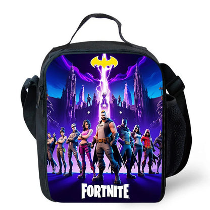 Fortnite cartoon lunch bag, portable insulated lunch bag, reusable food storage bag, suitable for children and students.