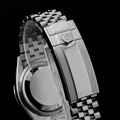 Eniton 36mm Men's Mechanical Watch with Stainless Steel Peacock Stone Tiger Eye Dial And NH35 Movement
