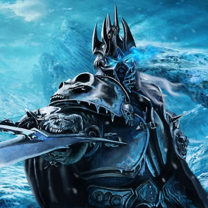 16 cm World of Warcraft-spilfigur: Lich King Arthas, dødsknægt, stående med Frostmourne – bordpynt til samling og festivalgaver