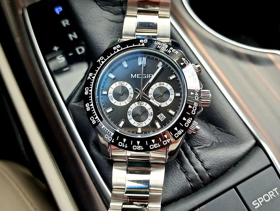 Relógio de homem MEGIR, marca de luxo, relógio desportivo de quartzo, bracelete em aço inoxidável, resistente à água, cronógrafo, relógio de pulso