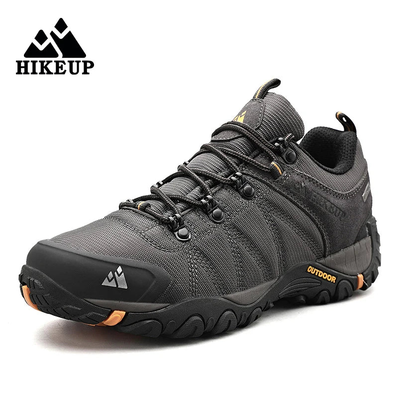 HIKEUP Zapatillas de senderismo para hombre de cuatro estaciones, calzado deportivo de exterior en cuero genuino resistente al desgaste, zapatos de escalada con suela de goma para trekking