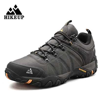 HIKEUP Zapatillas de senderismo para hombre de cuatro estaciones, calzado deportivo de exterior en cuero genuino resistente al desgaste, zapatos de escalada con suela de goma para trekking