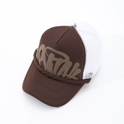 damesmode-baseballpet met letterprint voor lente en zomer, ademende mesh-pet voor buitensporten, heren-truckerpet