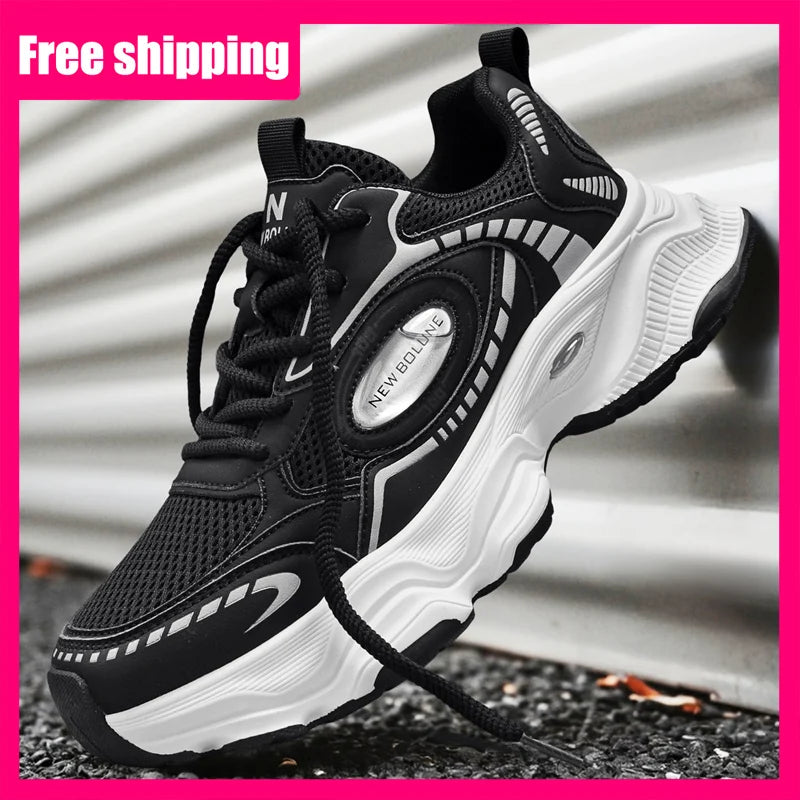 Herren-Sportschuhe – Neu, aus Mesh, atmungsaktiv, mit dicker Sohle, höhenverstellend, strapazierfähig, für den täglichen Weg zur Arbeit, vielseitig einsetzbare Freizeit-Sneaker