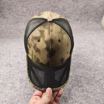 Gorra de béisbol de malla transpirable de verano para hombre, talla grande, ajustable, gorra casual de camuflaje para actividades al aire libre y en la selva, para hombre, 62 cm
