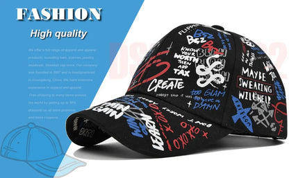 Trendy Unisex Graffiti Print Baseball Cap - Colorful Painted Visor Fashion Hat