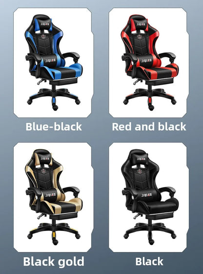 Comfortabele gamingstoel voor zittend gebruik, ergonomische gamestoel met verstelbare rugleuning, massagefunctie en draaibare zitting