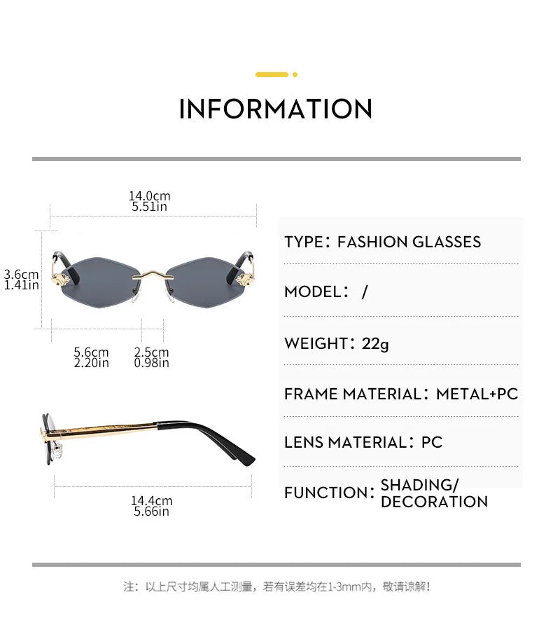 Frameless Rhombus Personalized Women's Sunglasses,Elegant And Versatile Classic Sunglasses Luxury And High-End Sunglasses UV400.