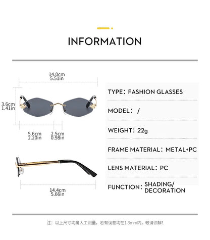 Frameless Rhombus Personalized Women's Sunglasses,Elegant And Versatile Classic Sunglasses Luxury And High-End Sunglasses UV400.