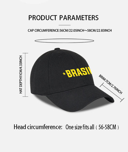 Brazil Fans “BRASIL” Printed Soft-Peak Baseball Cap – Unisex Adjustable Sun Hat for Soccer Enthusiasts – Father's Day Gift