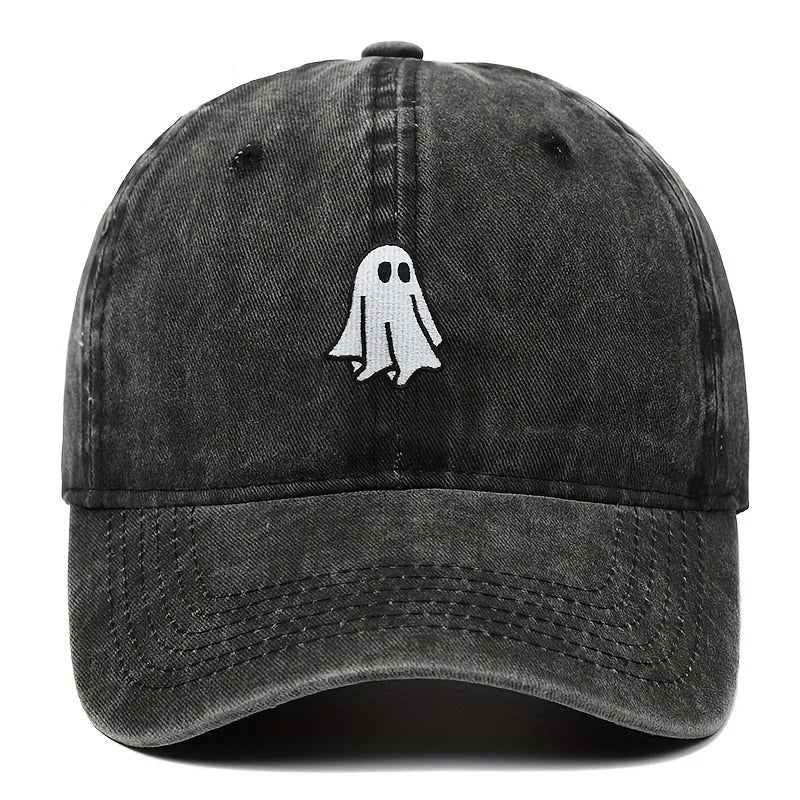 Halloween Embroidered Baseball Hat with Cute Ghost Pattern Simple Style Suitable for Men and Women