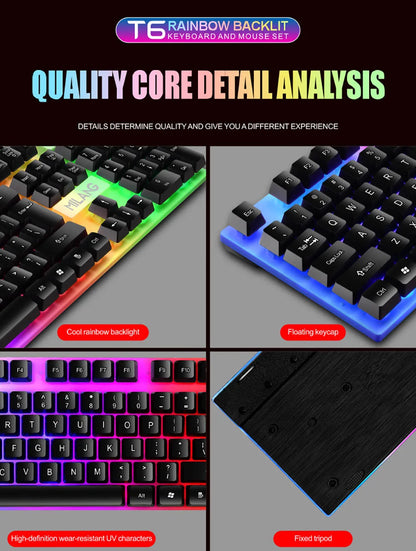 KEBIDUMEI Tastiera cablata USB RGB retroilluminata da gaming 104 tasti, tastiera standard a membrana per PC, laptop, Windows, iOS