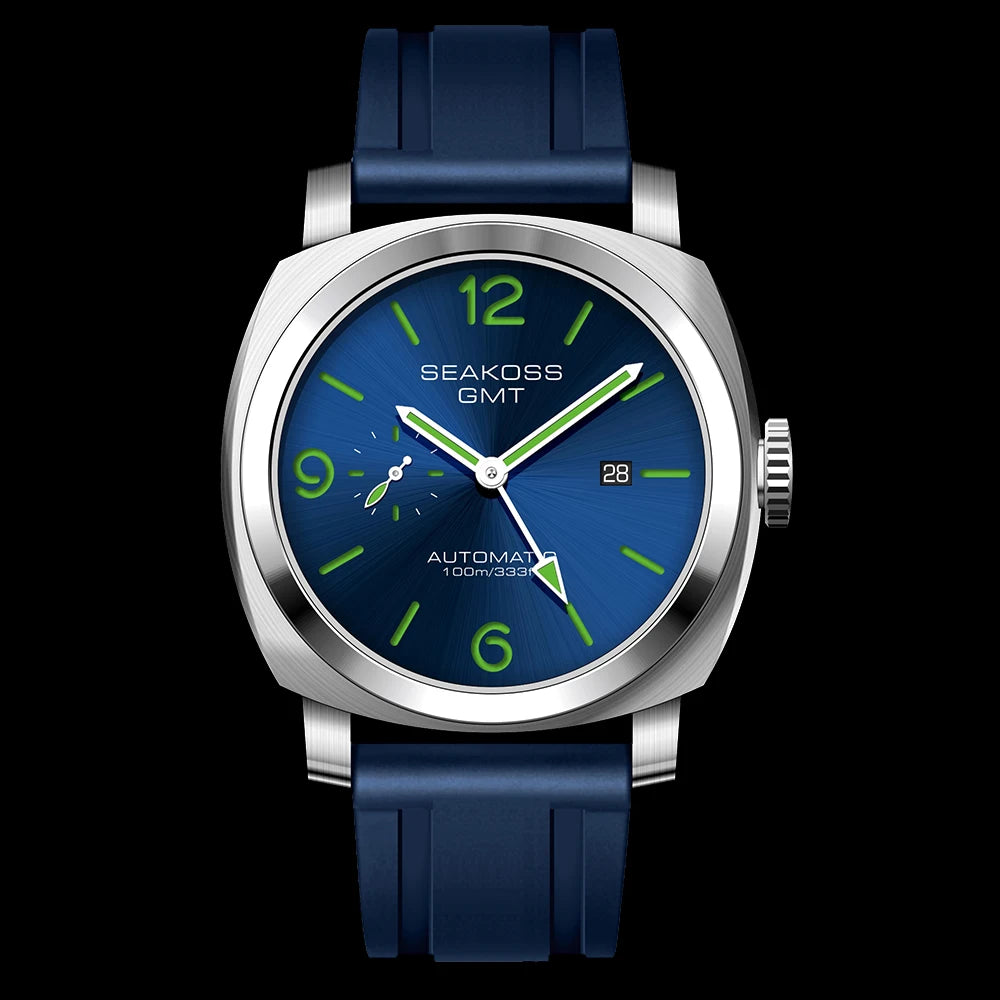 SEAKOSS 45mm Diving GMT Watch Automatic Mechanical Wristwatches Seagull ST2557 Movement 100M Luminous Calendar Men's Watches